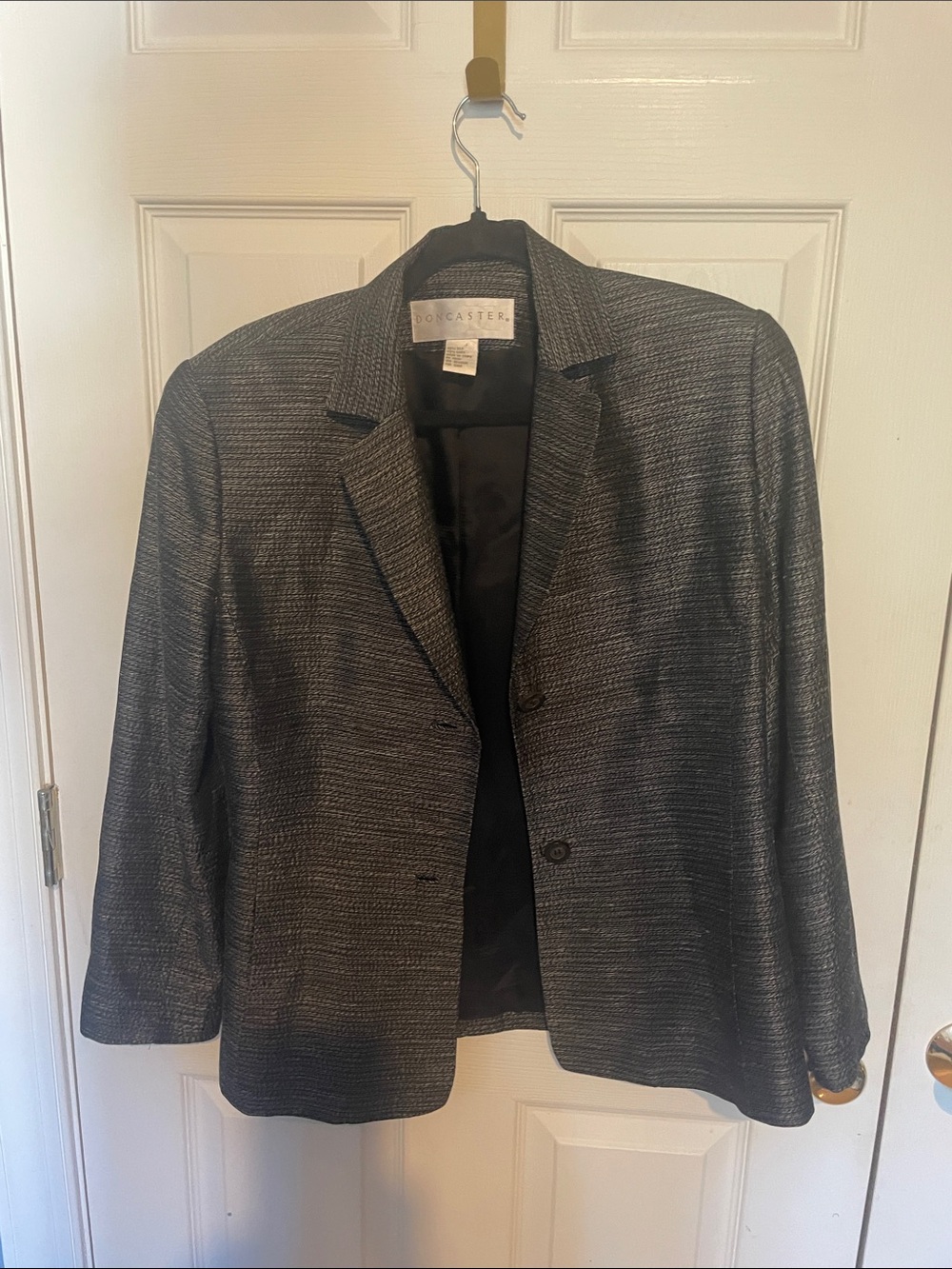Doncaster vintage linen/ silk Textured Blazer - Black & white size 6-8